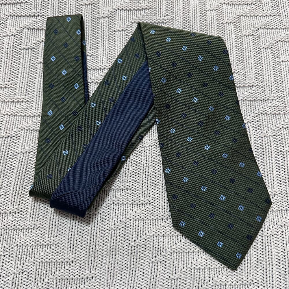 Tommy Hilfiger olive green stripe silk tie